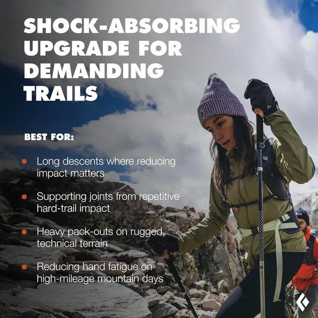 Alt view image 6 of 7 - Trail Trekking Poles (Pair) | Lightweight Aluminum Hiking Poles | Natural, Cork, or Foam Grips | FlickLock Adjustable Shafts for All-Season Stability