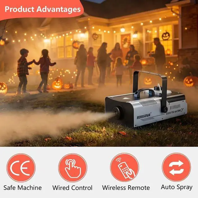Alt view image 3 of 7 - 1500W Fog Machine 2.2L Wireless Remote Professional Smoke Machine Quick Heat for Halloween Parties Stage Theatre Christmas Events