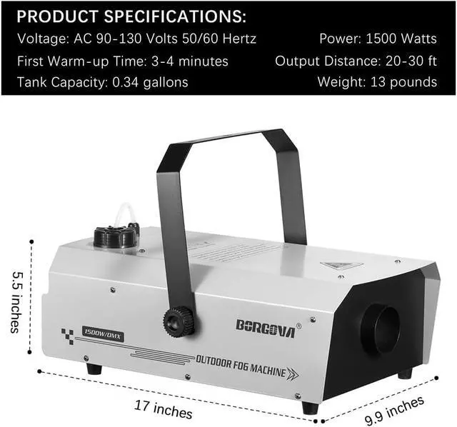 Alt view image 6 of 7 - 1500W Fog Machine with DMX & Wireless Remote, Professional Waterproof Smoke Machine for Stage, Halloween, Parties