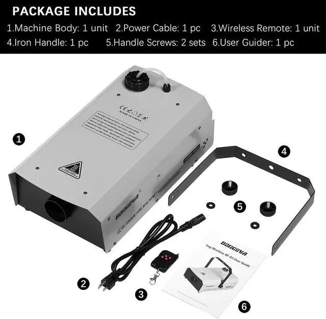 Alt view image 7 of 7 - 1500W Fog Machine with DMX & Wireless Remote, Professional Waterproof Smoke Machine for Stage, Halloween, Parties