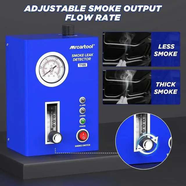 Alt view image 5 of 7 - T105 Automotive Smoke Machine Leak Detector, Smoke Tester with Built-in Air Pump and Pressure Gauge, Vacuum Diagnostic Detector Tools Kit for 12V DC Cars