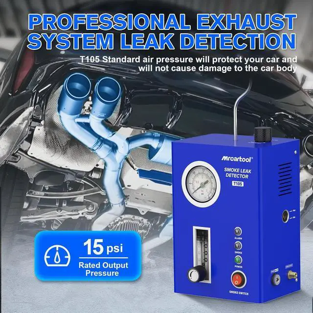 Alt view image 6 of 7 - T105 Automotive Smoke Machine Leak Detector, Smoke Tester with Built-in Air Pump and Pressure Gauge, Vacuum Diagnostic Detector Tools Kit for 12V DC Cars