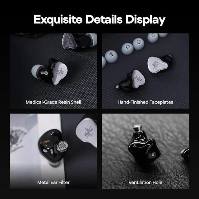 Alt view image 4 of 7 - Kiwi Ears KE4 in Ear Monitor, 2DD+2BA Hybrid Earphone, Gaming Earbuds, HiFi Wired IEM, with Detachable IEM Cable for Musician Audiophile (Silver)