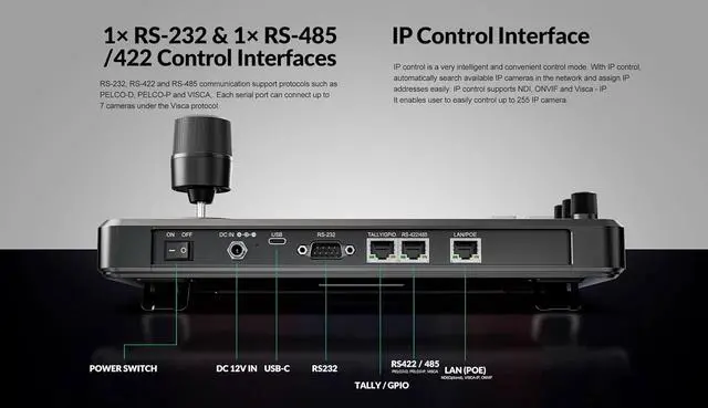 Alt view image 7 of 7 - Super PTZ Camera Joystick Controller IP Camera Controller Keyboard with 4D Joystick for Live Streaming