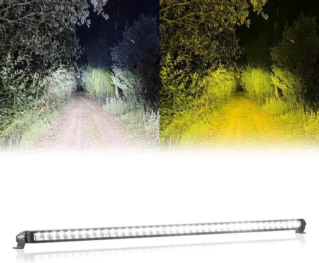 Main image of White Amber LED Light Bar 42 Inch Single Row High Bright Dual Color Slim Spot Flood Combo LED Work Light Driving Fog Lamp for Pickup Off Road Truck ATV UTV Boat