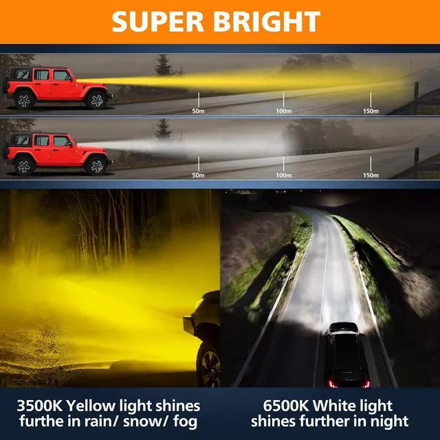 Alt view image 2 of 7 - White Amber LED Light Bar 42 Inch Single Row High Bright Dual Color Slim Spot Flood Combo LED Work Light Driving Fog Lamp for Pickup Off Road Truck ATV UTV Boat