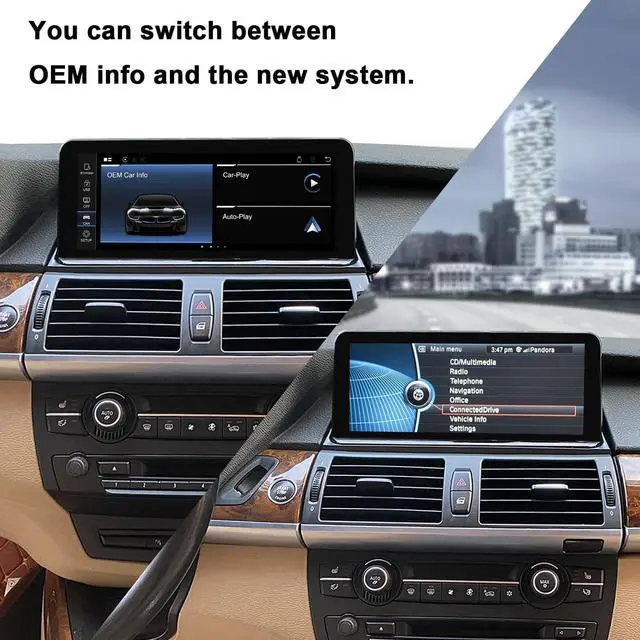 Alt view image 4 of 6 - Linux Vertical Screen E70 E71 CIC Wired and Wireless CarPlay Retrofit Android Auto, 1920 x 720 Display Mirror Link Car Radio Bluetooth Video Player Screen for BMW X5 X6 (2010-2012)