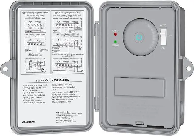 Main image of BN-LINK Pool Pump Timer, Outdoor Smart Wi-Fi Timer Box, 2HP 40A Max, 120, 240, 277 VAC, for Pool Pump, Water Heater, Fans, SPA, Compatible with Smart Phone, Alexa, Google Assistant, ETL Listed
