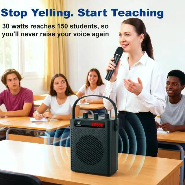 Alt view image 2 of 7 - Voice Amplifier with Wireless Microphone & Speaker - Portable Mini Bluetooth PA System with Handheld Mic, 30W Ultra-Light Rechargeable Megaphone for Teachers, Speech & Outdoor Events - S93 Pro