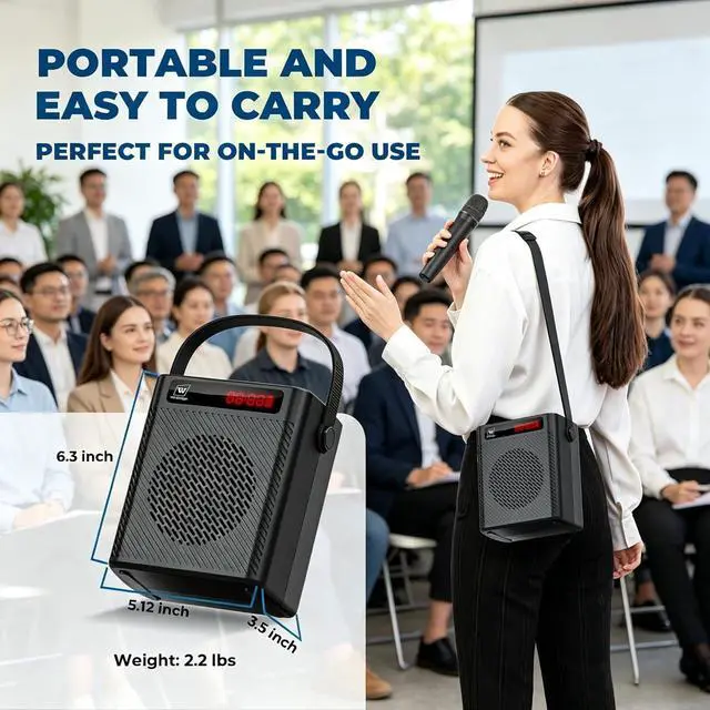 Alt view image 5 of 7 - Voice Amplifier with Wireless Microphone & Speaker - Portable Mini Bluetooth PA System with Handheld Mic, 30W Ultra-Light Rechargeable Megaphone for Teachers, Speech & Outdoor Events - S93 Pro