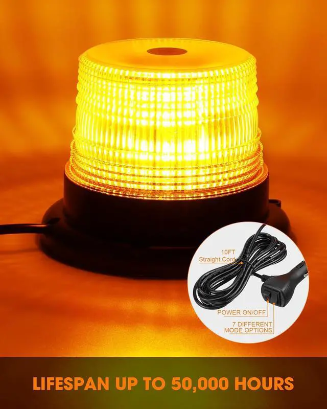 Alt view image 2 of 7 - 4 Pack 60 LED Amber Beacon Strobe Lights, 12v-24v Amber Warning Safety Flashing Beacon Strobe Light with Magnetic and 16ft Straight Cord for Truck Vehicle Forklift Tractor Golf Carts Utv Car