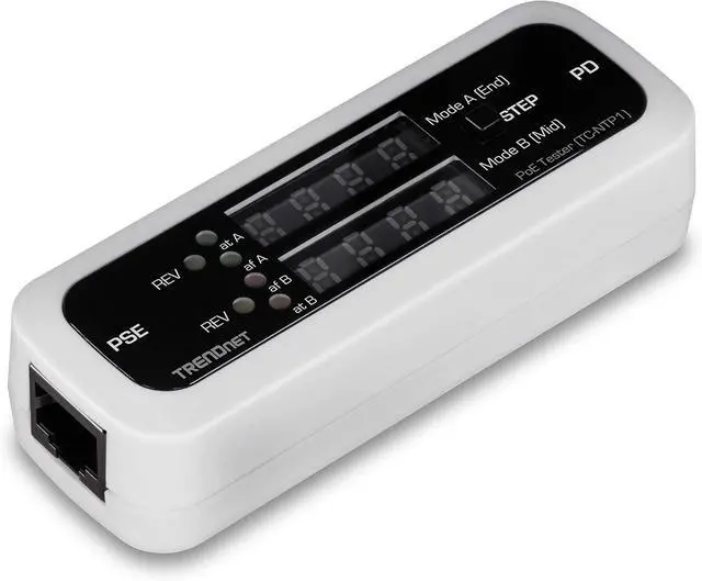 Main image of Inline PoE Tester, TC-NTP1, Tests 4PPoE, PoE+, PoE & Passive PoE Technology, Wattage, Voltage, Amperage, Polarity, LED Display, Battery-Free, Troubleshoot PoE Issues, IEEE 802.3af/at/bt