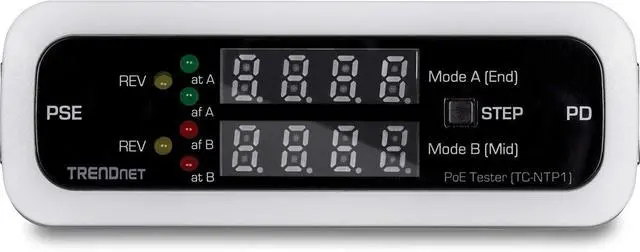 Alt view image 2 of 7 - Inline PoE Tester, TC-NTP1, Tests 4PPoE, PoE+, PoE & Passive PoE Technology, Wattage, Voltage, Amperage, Polarity, LED Display, Battery-Free, Troubleshoot PoE Issues, IEEE 802.3af/at/bt