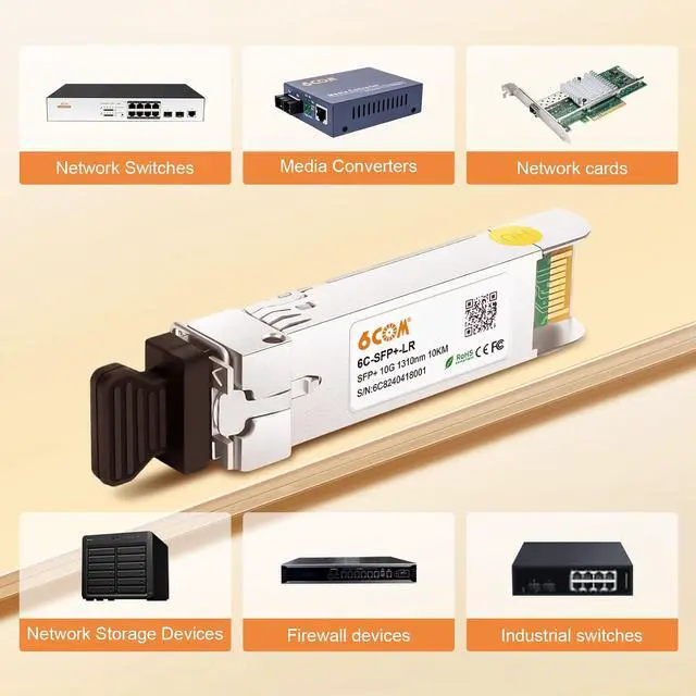 Alt view image 7 of 7 - 10Pack 10GBase-LR SFP+ Transceiver, 10G Dual LC Single Mode Module for Cisco SFP-10G-LR, Meraki MA-SFP-10GB-LR, Ubiquiti UF-SM-10G, Mikrotik, D-Link, Supermicro, Netgear and More (DDM, 1310nm, 10km)