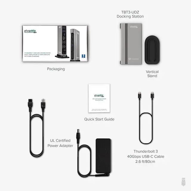 Alt view image 7 of 7 - 14-in-1 USB-C and Thunderbolt Dock - 40Gbps, 96W Charging, Compatible with Mac and Windows, 2X HDMI 2.0 and DisplayPort 4K60, 7X USB, Ethernet, Certified, Driverless, Replaced by TBT4-UDZ