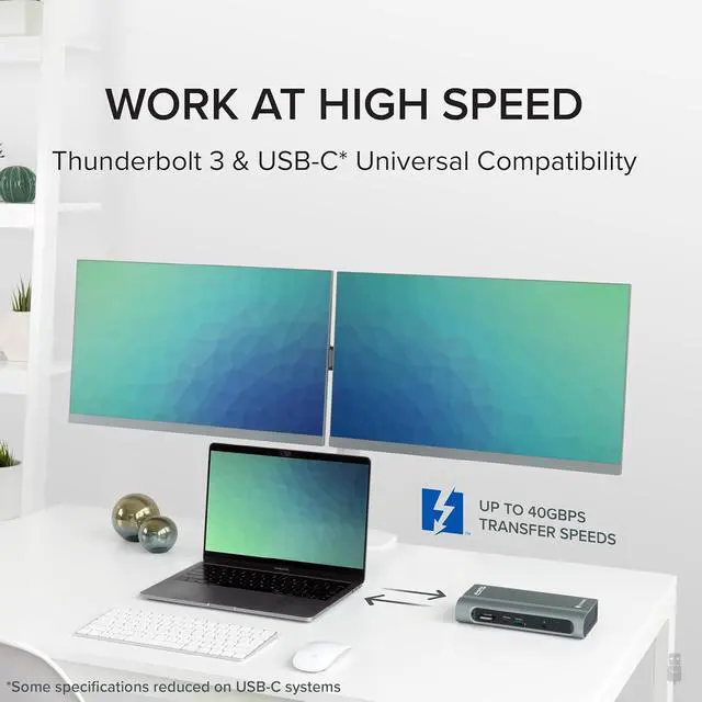 Alt view image 6 of 7 - 14-in-1 USB-C and Thunderbolt Dock - 40Gbps, 96W Charging, Compatible with Mac and Windows, 2X HDMI 2.0 and DisplayPort 4K60, 7X USB, Ethernet, Certified, Driverless, Replaced by TBT4-UDZ