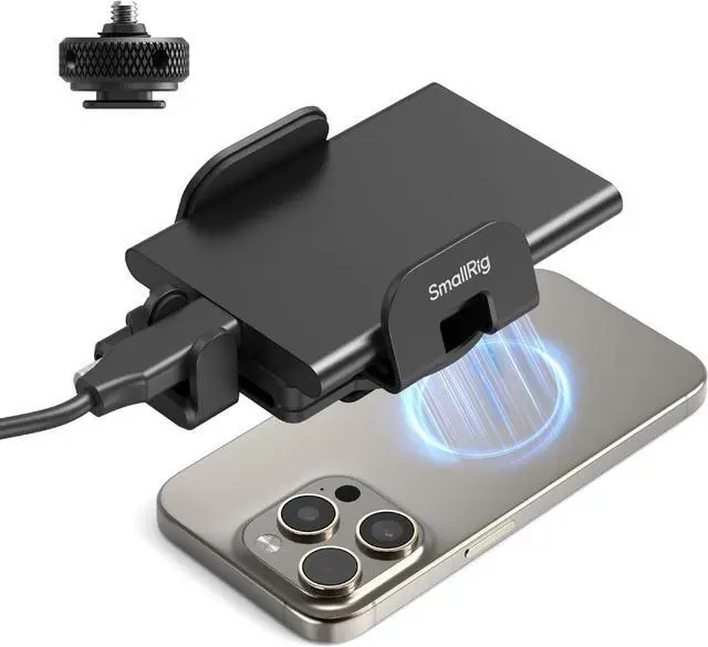 Main image of Universal SSD Holder for MagSafe, SSD Mount Bracket for Samsung T5 T7 SSD, for SanDisk SSD,for iPhone 17/16/15/14, for Camera Cage, with Cold Shoe & Cable Clamp, 40-60mm Wide Clamping - 5196