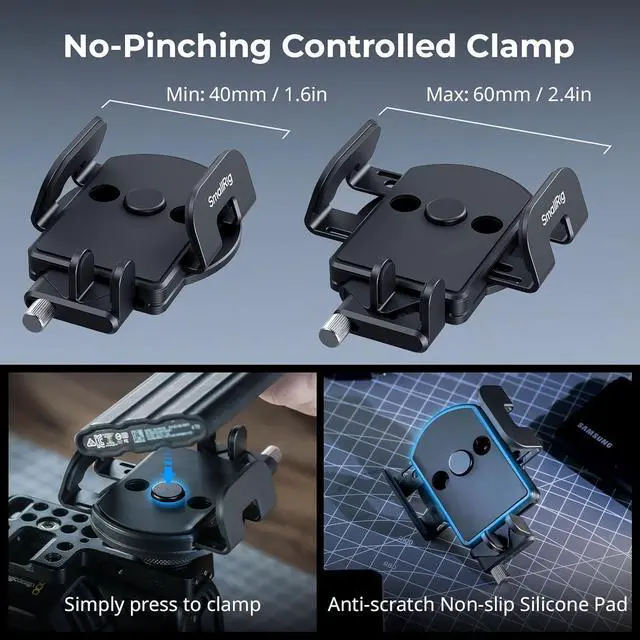 Alt view image 2 of 7 - Universal SSD Holder for MagSafe, SSD Mount Bracket for Samsung T5 T7 SSD, for SanDisk SSD,for iPhone 17/16/15/14, for Camera Cage, with Cold Shoe & Cable Clamp, 40-60mm Wide Clamping - 5196