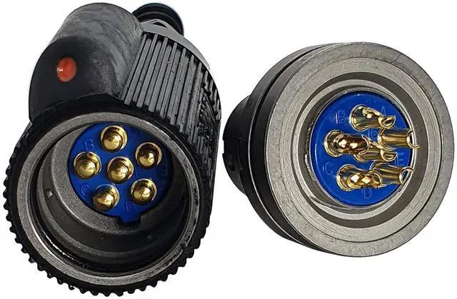 Main image of U-329/U (Injection Body) & U-283/U Audio Connector - 6-Pin Male & Female, MIL-DTL-55116 - Military Radio Handset Plug & Jack for PRC-148, PRC-152 - Waterproof, Made in Korea