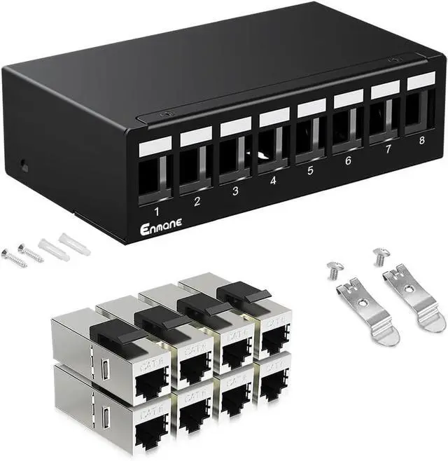 Main image of 8 Port Patch Panel CAT6 Keystone Patch Panel UTP Network for Home/Office (1U 8Port, CAT6 Shielded)