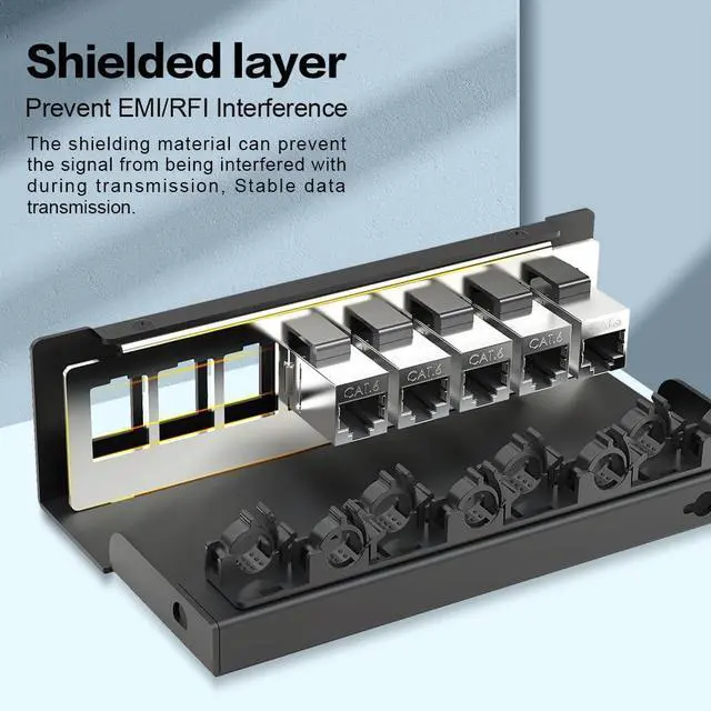 Alt view image 4 of 7 - 8 Port Patch Panel CAT6 Keystone Patch Panel UTP Network for Home/Office (1U 8Port, CAT6 Shielded)