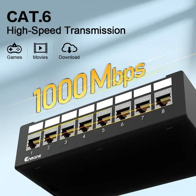 Alt view image 6 of 7 - 8 Port Patch Panel CAT6 Keystone Patch Panel UTP Network for Home/Office (1U 8Port, CAT6 Shielded)