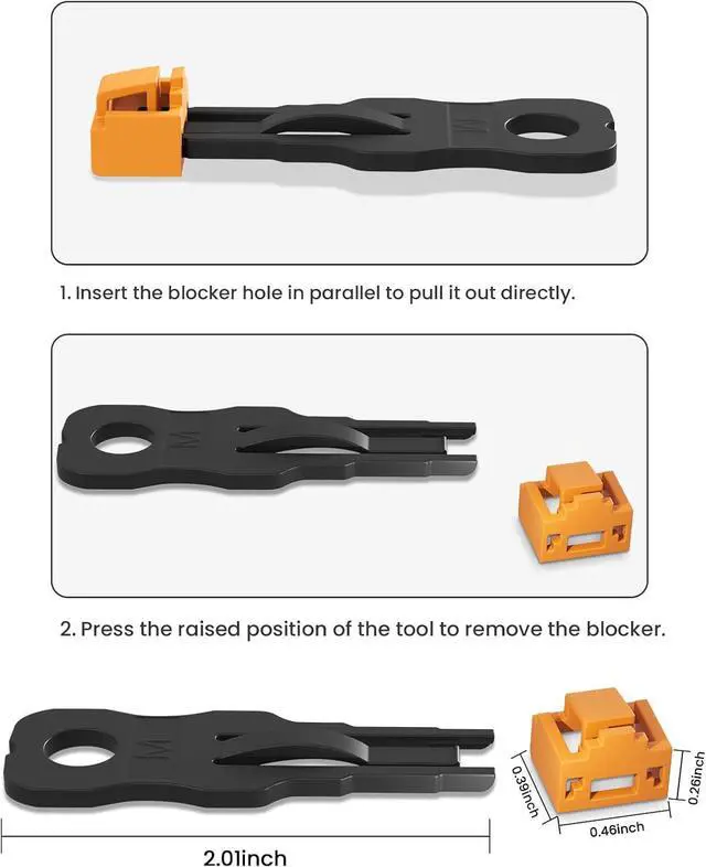Alt view image 7 of 7 - 100 Pcs RJ45 Port Lock with 10 Key, LockingR.45 PortDust Blocker, Rw45 Dust Cover Cap FemalePort Plugs Protector, Compatile RJ45 Port Devices, Orange