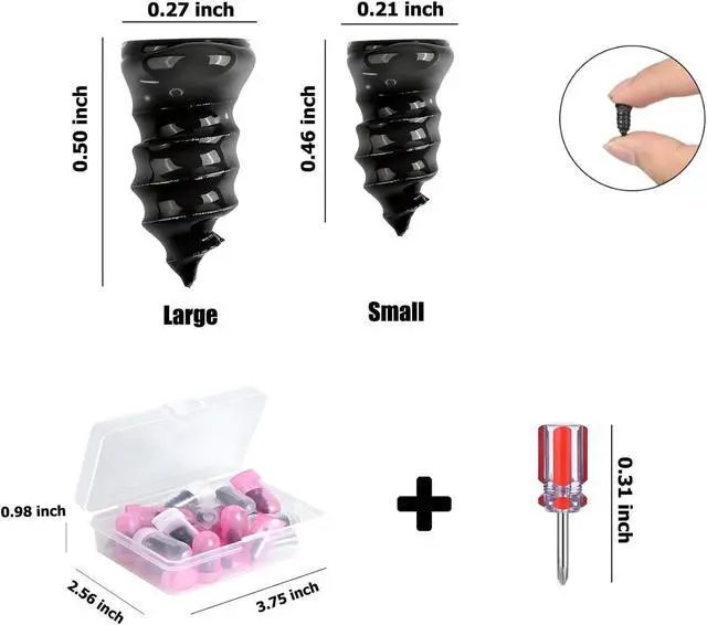 Alt view image 2 of 7 - Tire Repair Rubber KitScrew in Tire Plugs Heavy Duty, Vacuum Spiral Screws, No Jack Flat Tire Tool for Car/Truck/SUV/Motorcycle/Tractor/ATV/Bicycle Universal Plugs with Box, 2 Sizes (60)