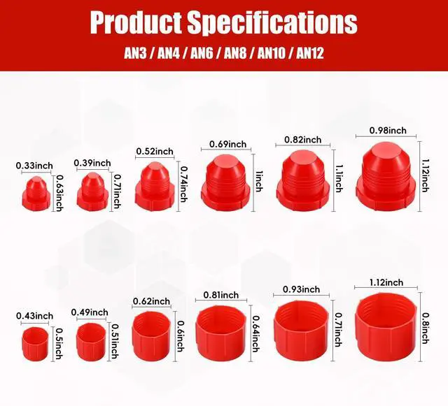 Alt view image 2 of 6 - 144 Pcs Plastic Plugs and Caps Kit, Automotive Cap and Plug Kit for an-3 to AN-12 Fluid Lines, an Caps and Plugs for Servicing Fluid Lines Seals Hoses