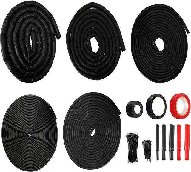 Main image of Split Wire Loom Kit for Cable Management, High Temperature Resistant Split Loom Tubing for Auto Wiring Protection, Pet & Rodent Proof Cord Organizer with Heat Shrink Tubing, Silicone Tape & Ties