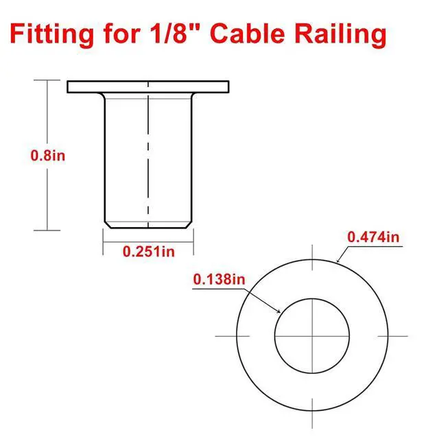 Alt view image 2 of 7 - 100 Pack Black Stainless Steel Protector Sleeves for 1/8" Deck Cable Railing, for Wood/Composite Posts, T316 Marine Grade, Black Cable Railing Protector Sleeves