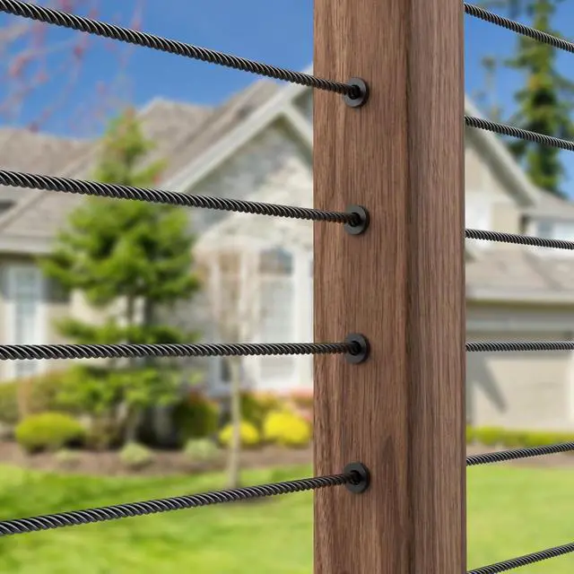 Alt view image 5 of 7 - 100 Pack Black Stainless Steel Protector Sleeves for 1/8" Deck Cable Railing, for Wood/Composite Posts, T316 Marine Grade, Black Cable Railing Protector Sleeves