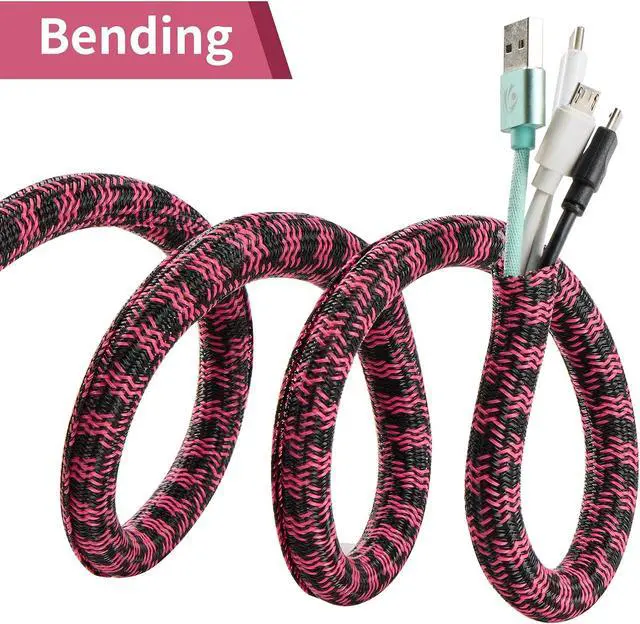 Alt view image 7 of 7 - Cable Sleeve 3/4 Inch x 50FT Self-Wrapping Wire Loom | Cord Organizer and Cord Hider for Desk, TV, PC, Home Office, Automotive Wiring, Black Pink