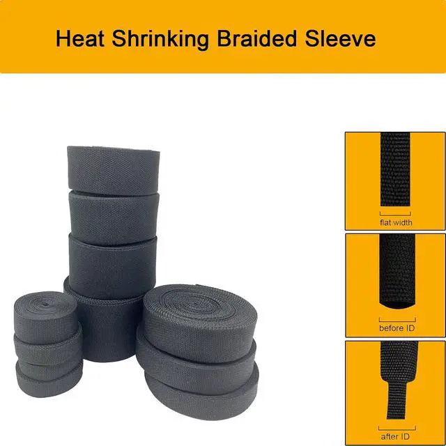 Alt view image 2 of 7 - Heat Shrink Braided Sleeving 2:1 Shrinkable Fabric Cable Sheathing Wire Tubing Management Abrasion Protectors Flexibility 1/2" ID-30FT