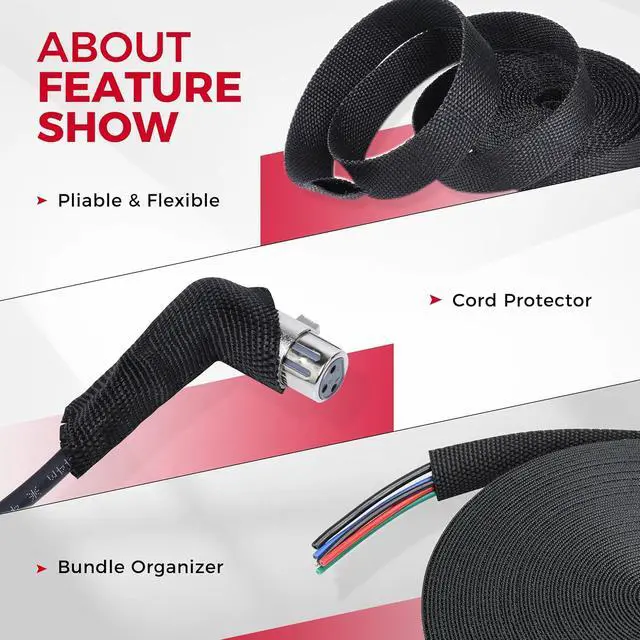 Alt view image 4 of 7 - 2 in 1 Heat Shrink Braided Sleeving Fabric Tubing-Ideal fit Irregular Shape Hose/Cable/Wire (1/2"(12mm), 40FT)