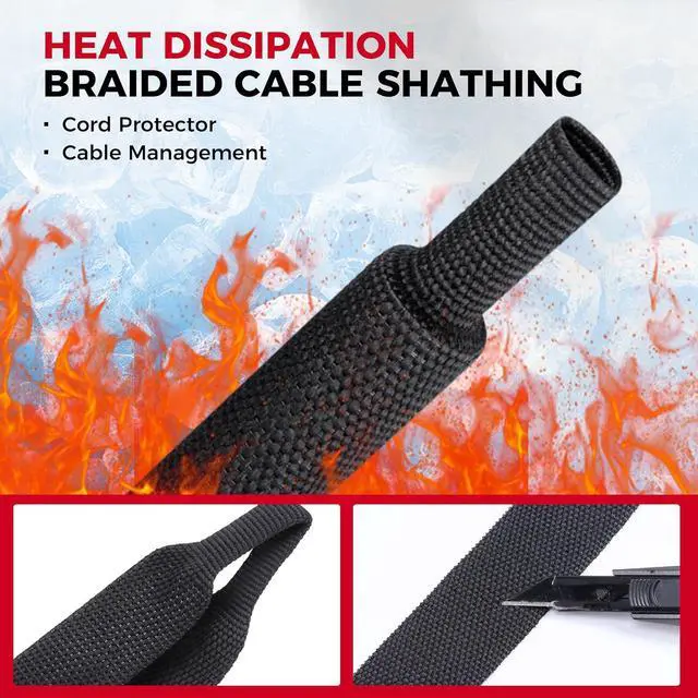 Alt view image 6 of 7 - 2 in 1 Heat Shrink Braided Sleeving Fabric Tubing-Ideal fit Irregular Shape Hose/Cable/Wire (1/2"(12mm), 40FT)
