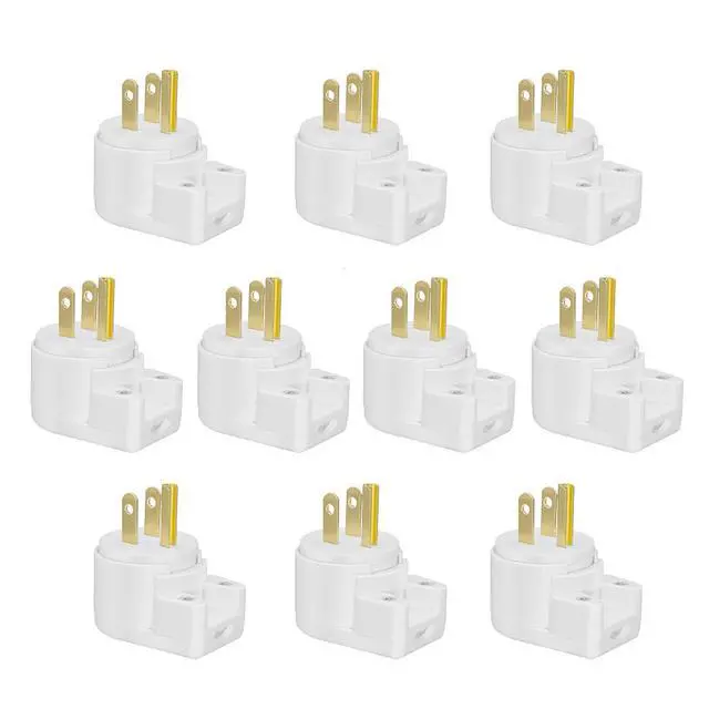 Main image of 10 PCS 12-Position Adjustable NEMA 5-15P Right Angle Plug,15A 125V 3-Prong AC Power Connector,90 Degree Angled Plug for Tight Spaces,DIY Replacement(White)