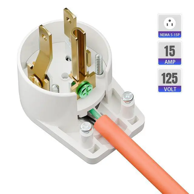 Alt view image 4 of 7 - 10 PCS 12-Position Adjustable NEMA 5-15P Right Angle Plug,15A 125V 3-Prong AC Power Connector,90 Degree Angled Plug for Tight Spaces,DIY Replacement(White)