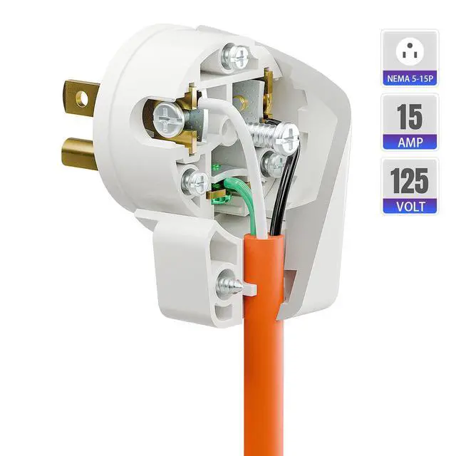 Alt view image 5 of 7 - 10 PCS 12-Position Adjustable NEMA 5-15P Right Angle Plug,15A 125V 3-Prong AC Power Connector,90 Degree Angled Plug for Tight Spaces,DIY Replacement(White)