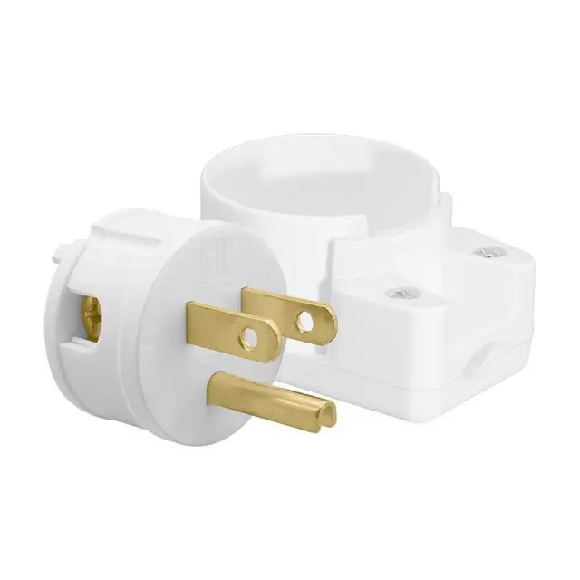 Alt view image 6 of 7 - 10 PCS 12-Position Adjustable NEMA 5-15P Right Angle Plug,15A 125V 3-Prong AC Power Connector,90 Degree Angled Plug for Tight Spaces,DIY Replacement(White)