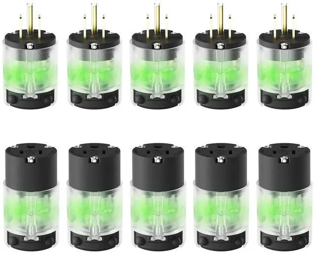 Main image of Lighted Plug and Connector Set, Straight Blade Cord End Replacement, 15 Amp 125Volt, NEMA 5-15P & NEMA 5-15R, 2 Pole 3Wire Grounding, Black, 1 Set
