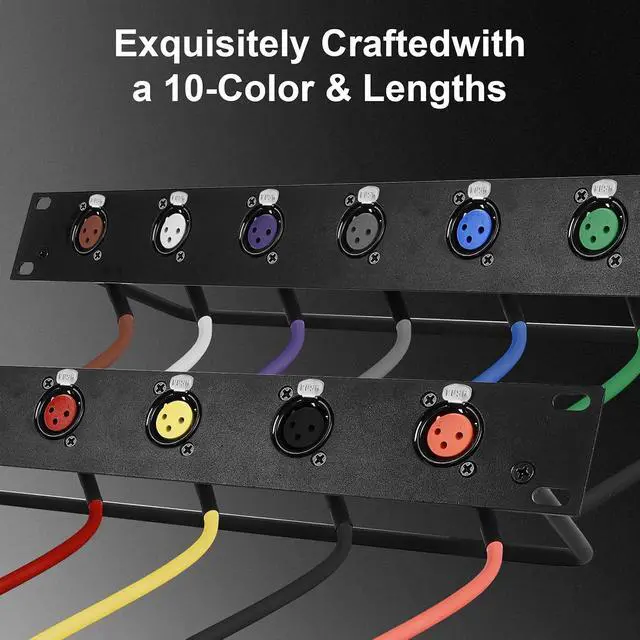 Alt view image 7 of 7 - (10 Colors 6.35mm 1/4" TS Male to XLR Female Panel Mount Cable Set,Professional Audio Patch Cable with Screws for Guitar,Microphone,PA System and Live Sound Equipment-1.0 Feet/10 Pack