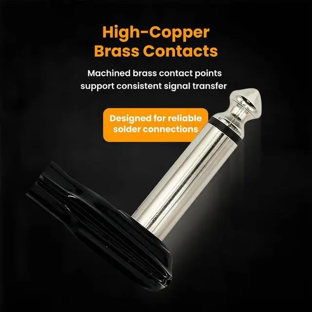 Alt view image 5 of 7 - ESP 1/4 Inch Right Angle Mono Plug, Soldered TS Jack for 4mm Cable, Low Profile Pancake Style Connector, High Copper Brass Contacts, Black Shell, 1 Pack