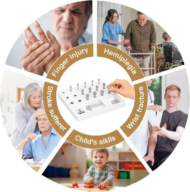 Alt view image 6 of 7 - Wooden Pegboard for Finger Dexterity, Finger Strength Trainer for Hand Grip Strengthener Targeted Strength, Relief & Recovery for Men, Women, and Seniors