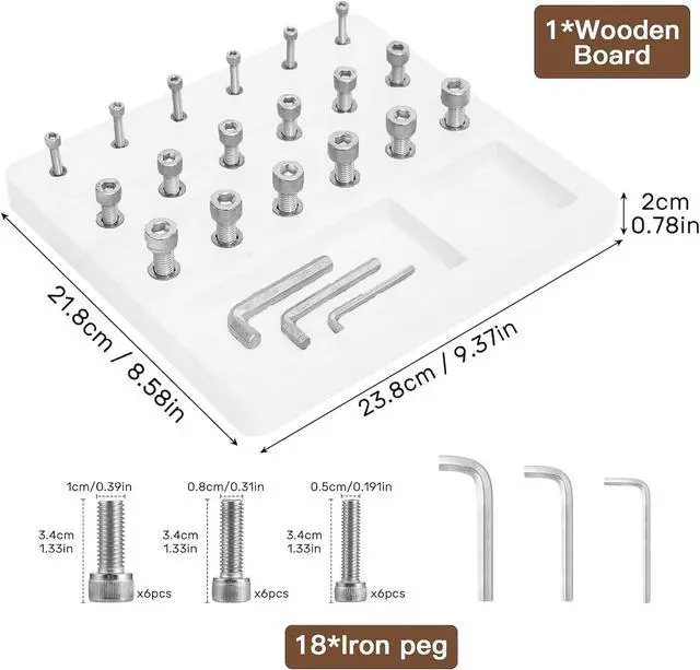 Alt view image 3 of 7 - Wooden Pegboard for Finger Dexterity, Finger Strength Trainer for Hand Grip Strengthener Targeted Strength, Relief & Recovery for Men, Women, and Seniors
