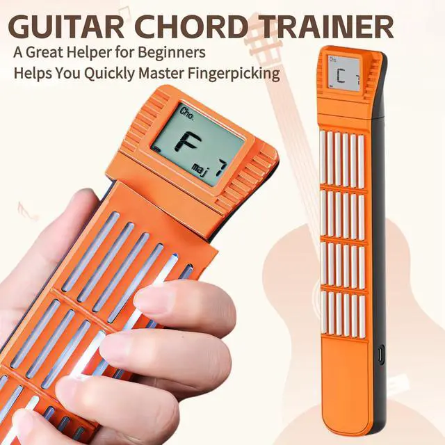 Alt view image 3 of 7 - Digital Guitar Chord Trainer, USB Rechargeable 6-Fret Portable Guitar Practice Tool with Rotating Chord Chart Screen, Silent Beginner Guitar Learning Gadget with Built-in Metronome