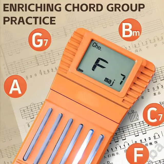 Alt view image 5 of 7 - Digital Guitar Chord Trainer, USB Rechargeable 6-Fret Portable Guitar Practice Tool with Rotating Chord Chart Screen, Silent Beginner Guitar Learning Gadget with Built-in Metronome