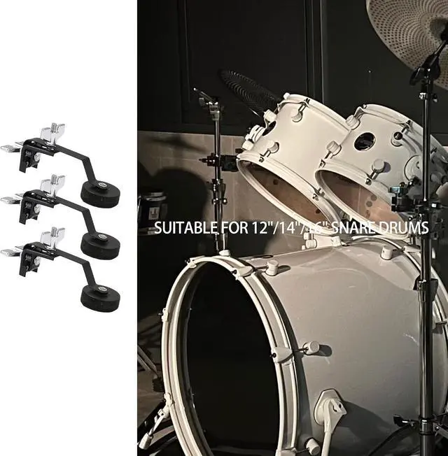 Alt view image 3 of 6 - 3PCS Metal Drum Damper Mute Silencer Black Drum Damper Mute Silencer For Snare Drum 12 Inches & 14 Inches & 16 Inches