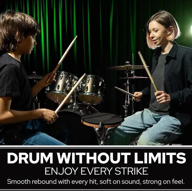 Alt view image 7 of 7 - 10 Drum Practice Pads + 6 Drum Sticks -Drum Practice Pads Kit with Drum Sticks for Portable Drumming in Class, School or anywhere Snare practice
