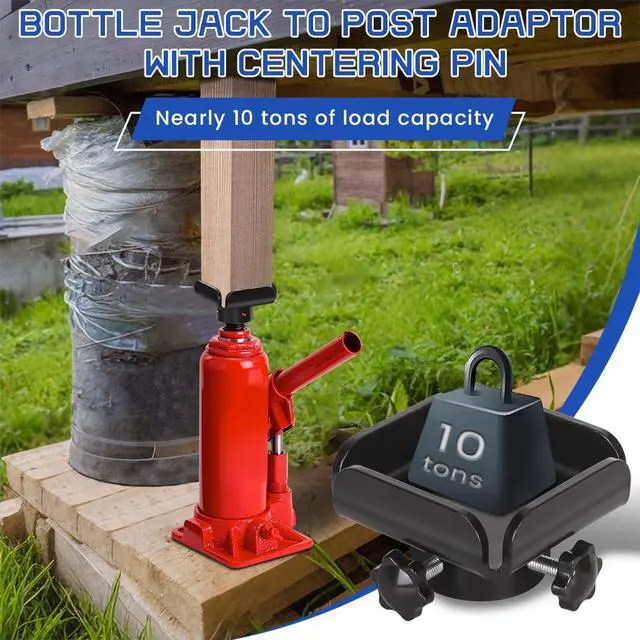 Alt view image 3 of 7 - 2 Pack Bottle Jack to Post Adaptor with Centering Pin, Steel Bridge Jack Stand Adaptor for 4x4 Wood Beams, Compatible with Most Bottle Jacks, Jack Accessories for Wood Beams to Prevent Splitting